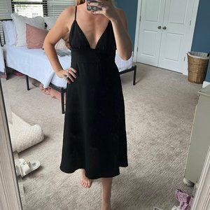 Black Midi Dress - Thin Strap - S